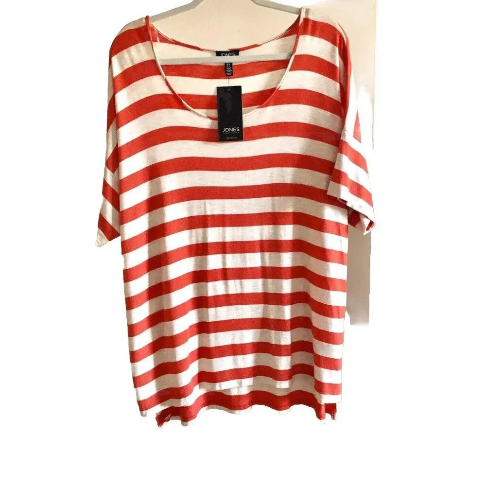 Jones New York Red and White Striped Top